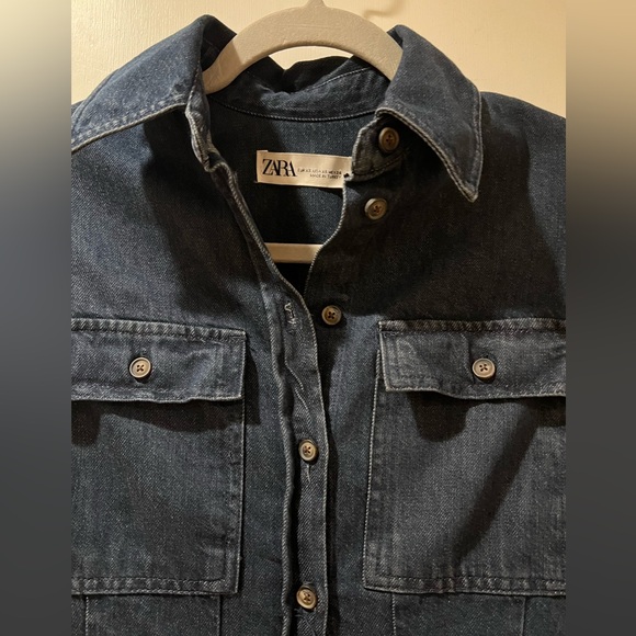 NWT Zara Button Down Denim Dress XS - Picture 10 of 16
